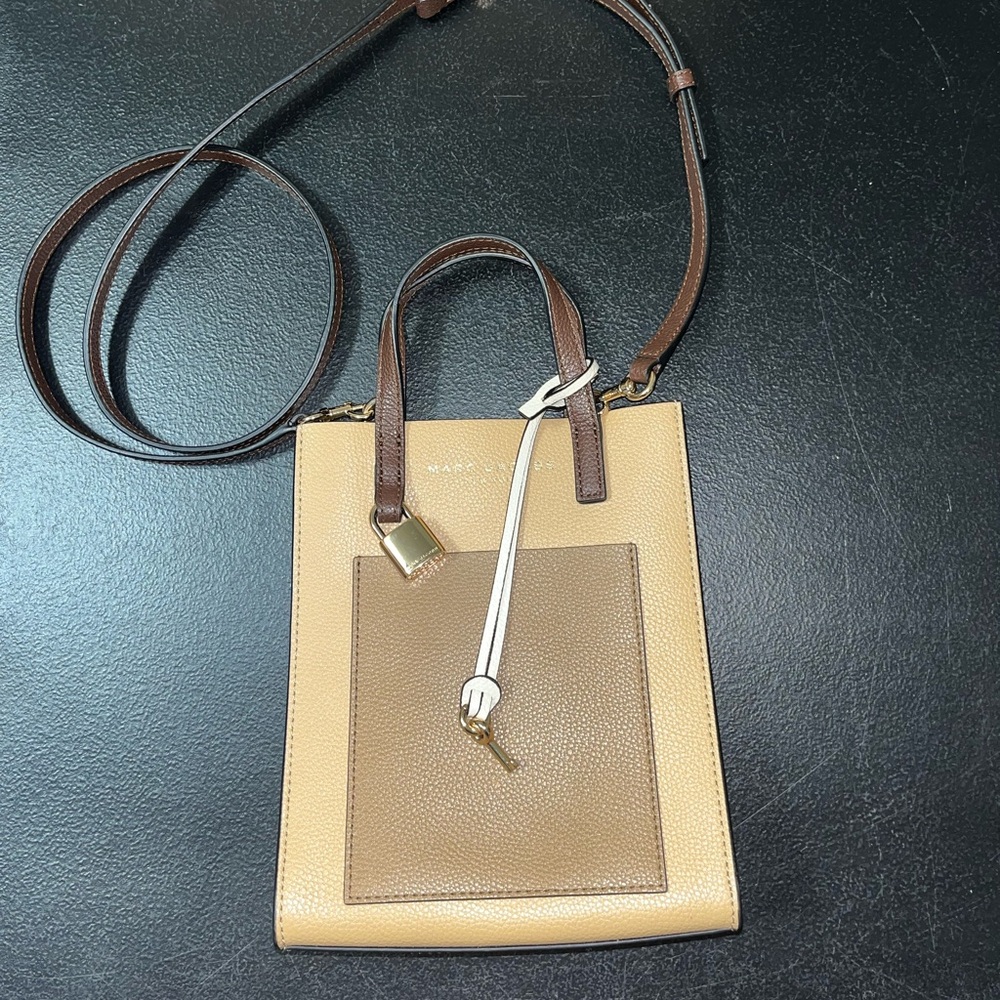 Marc Jacobs Mini Grind Color Block Mini Tote Crossbody Bag Purse in Iced Coffee
